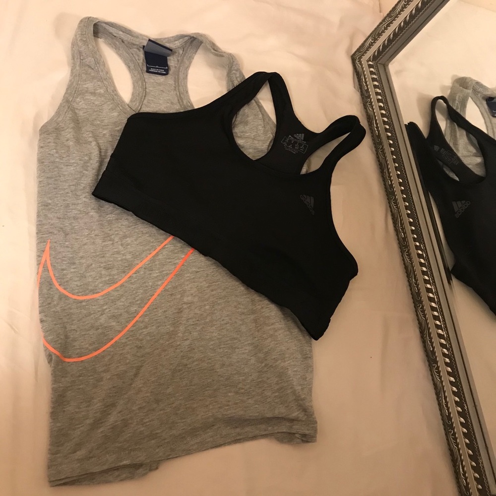 Nike workout tank & Adidas sports bra